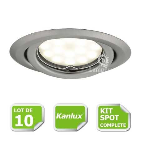 LOT DE 20 SPOT LED ENCASTRABLE COMPLETE ORIENTABLE CHROME MAT AVEC AMPOULE GU10 230V eq. 50W
