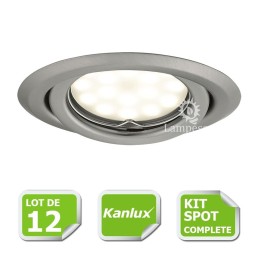 LOT DE 20 SPOT LED ENCASTRABLE COMPLETE ORIENTABLE CHROME MAT AVEC AMPOULE GU10 230V eq. 50W