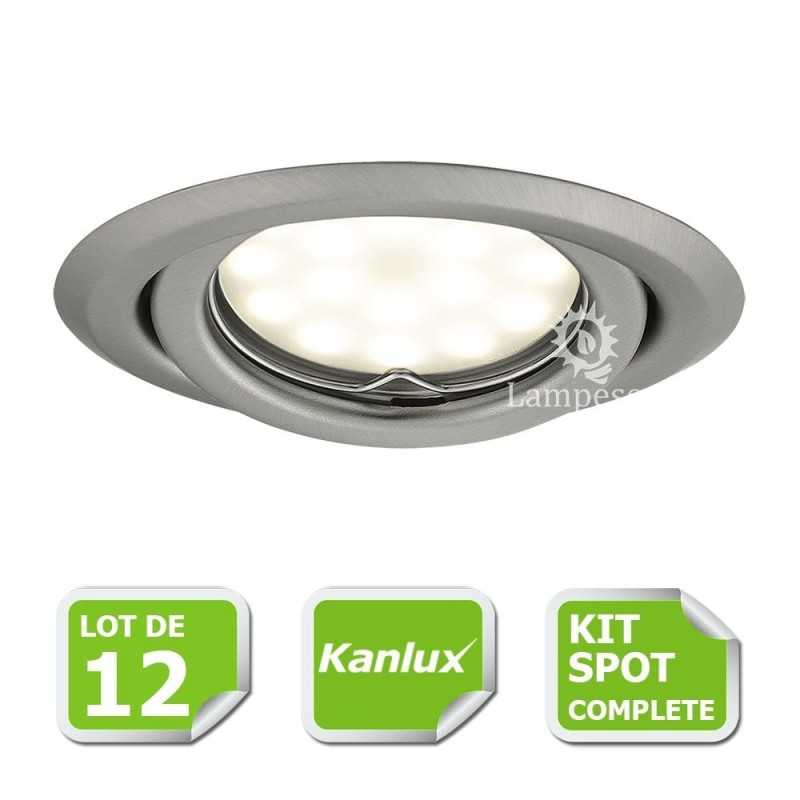 LOT DE 20 SPOT LED ENCASTRABLE COMPLETE ORIENTABLE CHROME MAT AVEC AMPOULE GU10 230V eq. 50W LOT DE 20 SPOT LED ENCASTRABLE COMPLETE ORIENTABLE CHROME MAT AVEC AMPOULE GU10 230V eq. 50W