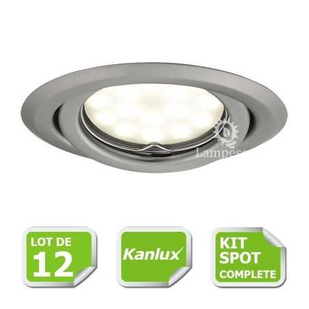 LOT DE 20 SPOT LED ENCASTRABLE COMPLETE ORIENTABLE CHROME MAT AVEC AMPOULE GU10 230V eq. 50W