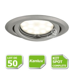 LOT DE 20 SPOT LED ENCASTRABLE COMPLETE ORIENTABLE CHROME MAT AVEC AMPOULE GU10 230V eq. 50W
