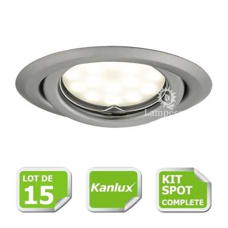 LOT DE 20 SPOT LED ENCASTRABLE COMPLETE ORIENTABLE CHROME MAT AVEC AMPOULE GU10 230V eq. 50W