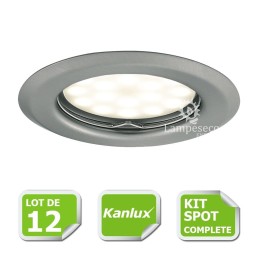 LOT DE 20 SPOT LED ENCASTRABLE COMPLETE ORIENTABLE ALU BROSSE AVEC AMPOULE GU10 230V eq. 50W