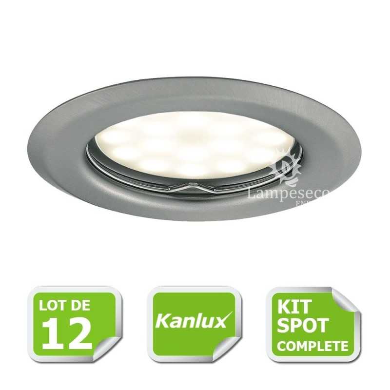 LOT DE 20 SPOT LED ENCASTRABLE COMPLETE ORIENTABLE ALU BROSSE AVEC AMPOULE GU10 230V eq. 50W LOT DE 20 SPOT LED ENCASTRABLE COMPLETE ORIENTABLE ALU BROSSE AVEC AMPOULE GU10 230V eq. 50W