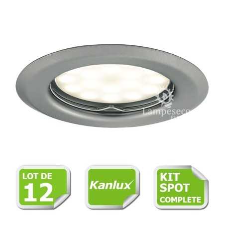 LOT DE 20 SPOT LED ENCASTRABLE COMPLETE ORIENTABLE ALU BROSSE AVEC AMPOULE GU10 230V eq. 50W
