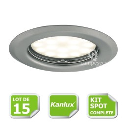 LOT DE 20 SPOT LED ENCASTRABLE COMPLETE ORIENTABLE ALU BROSSE AVEC AMPOULE GU10 230V eq. 50W