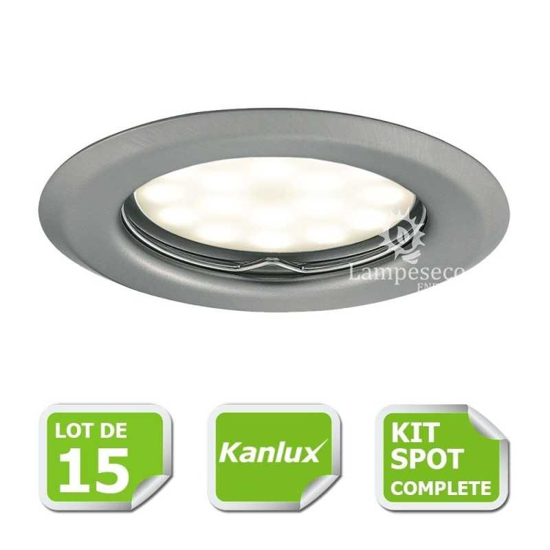 LOT DE 20 SPOT LED ENCASTRABLE COMPLETE ORIENTABLE ALU BROSSE AVEC AMPOULE GU10 230V eq. 50W LOT DE 20 SPOT LED ENCASTRABLE COMPLETE ORIENTABLE ALU BROSSE AVEC AMPOULE GU10 230V eq. 50W