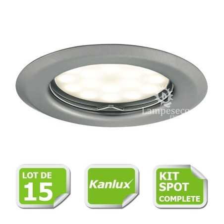 LOT DE 20 SPOT LED ENCASTRABLE COMPLETE ORIENTABLE ALU BROSSE AVEC AMPOULE GU10 230V eq. 50W