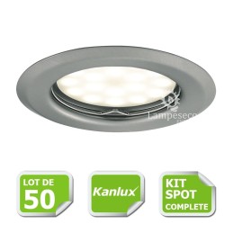 LOT DE 20 SPOT LED ENCASTRABLE COMPLETE ORIENTABLE ALU BROSSE AVEC AMPOULE GU10 230V eq. 50W