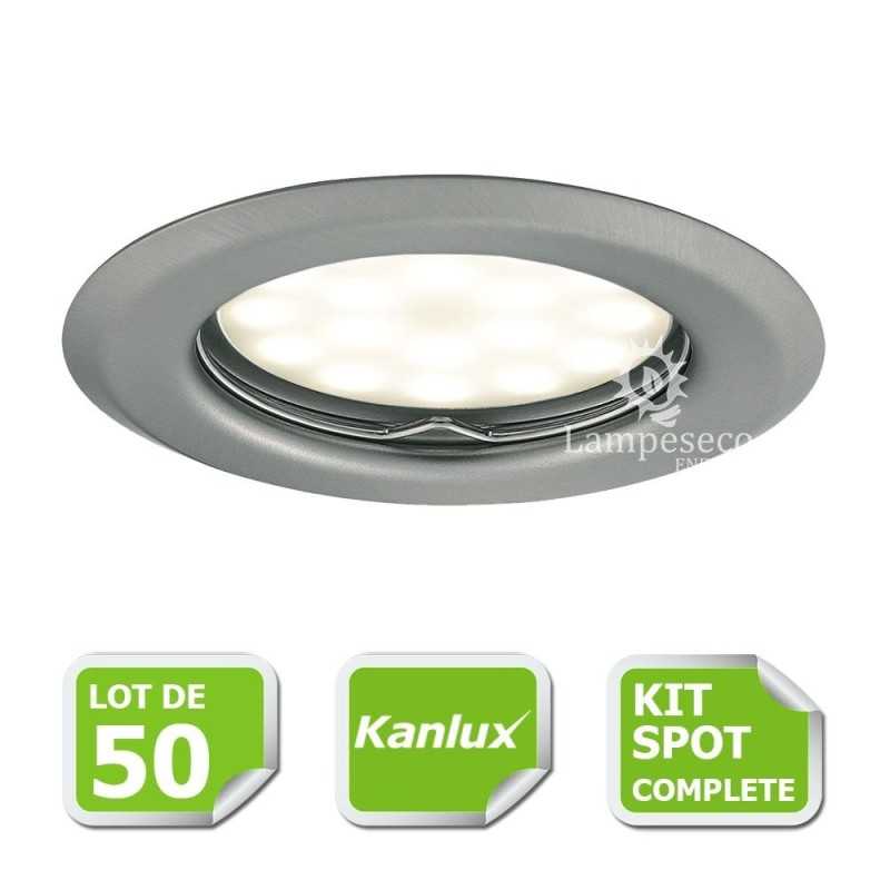 LOT DE 20 SPOT LED ENCASTRABLE COMPLETE ORIENTABLE ALU BROSSE AVEC AMPOULE GU10 230V eq. 50W LOT DE 20 SPOT LED ENCASTRABLE COMPLETE ORIENTABLE ALU BROSSE AVEC AMPOULE GU10 230V eq. 50W