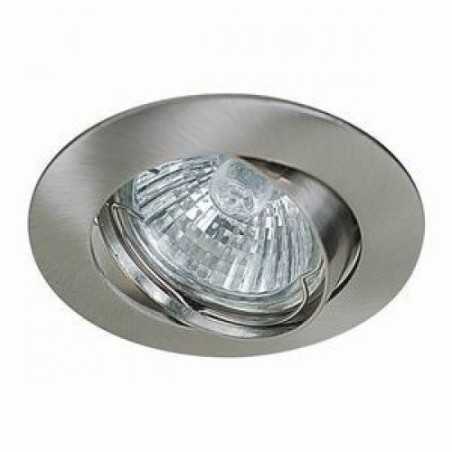 Support encastrable ronde pour ampoule spot halogènes, CFL ou LED de 50W Max Couleur acier brossé