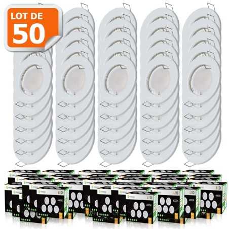 LOT DE 50 SPOT LED ENCASTRABLE COMPLETE RONDE FIXE eq. 50W BLANC FROID 6000K