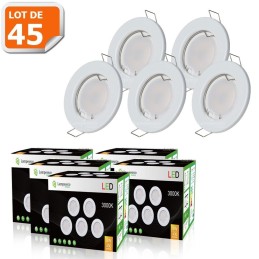 LOT DE 40 SPOT LED ENCASTRABLE COMPLETE RONDE FIXE eq. 50W BLANC CHAUD 3000K