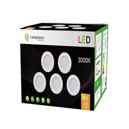 LOT DE 40 SPOT LED ENCASTRABLE COMPLETE RONDE FIXE eq. 50W BLANC CHAUD 3000K