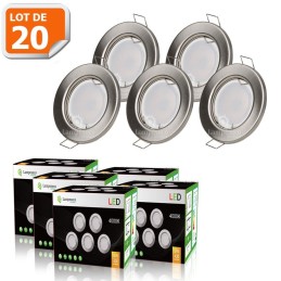 Rénovez votre éclairage avec style grâce à notre Lot de 20 spots LED encastrables alu blanc neutre 50W équivalent !
