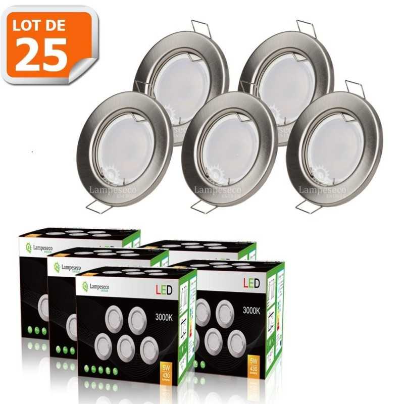 Upgradez votre éclairage avec 25 spots LED encastrables ronds en alu brossé Upgradez votre éclairage avec 25 spots LED encastrables ronds en alu brossé