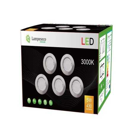 LOT DE 30 SPOT LED ENCASTRABLE COMPLETE RONDE FIXE ALU BROSSE eq. 50W BLANC CHAUD 3000K