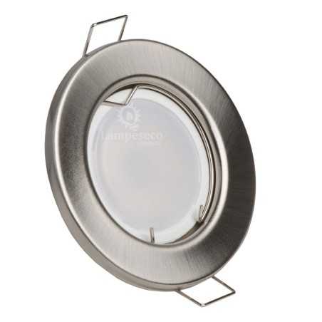 LOT DE 50 SPOT LED ENCASTRABLE COMPLETE RONDE FIXE ALU BROSSE eq. 50W BLANC CHAUD 3000K