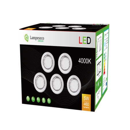 LOT DE 25 SPOT LED ENCASTRABLE COMPLETE ORIENTABLE ALU BROSSE AVEC AMPOULE GU10 230V eq. 50W