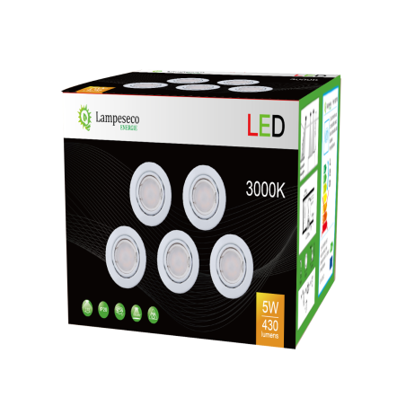 LOT DE 40 SPOT LED ENCASTRABLE COMPLETE ORIENTABLE BLANC AVEC AMPOULE GU10 230V eq. 50W