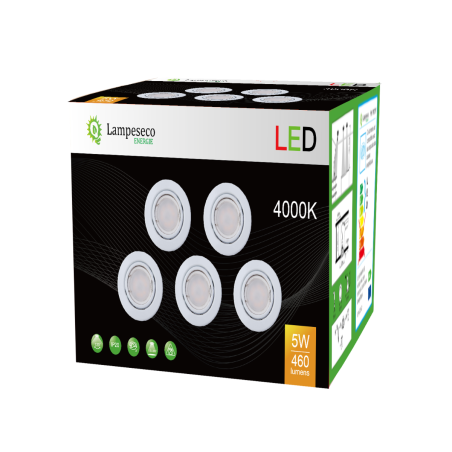 Lot de 10 Spots LED Encastrables Orientables Blancs - GU10 230V 50W Éq., Lumière Blanc Neutre