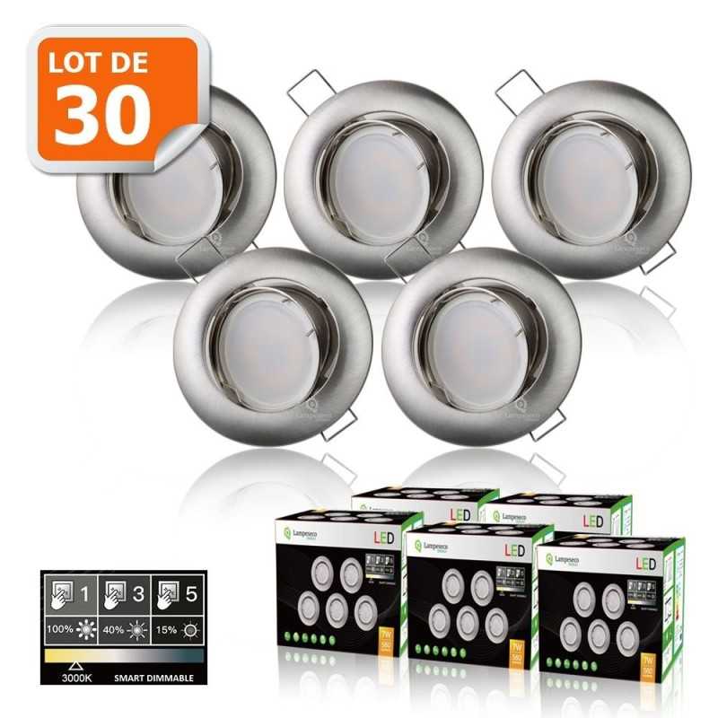 Découvrez l\'ultime solution d\'éclairage : Spot LED 3 étapes dimmable 7W eq. 56W, orientable, finition alu brossé ! Découvrez l\'ultime solution d\'éclairage : Spot LED 3 étapes dimmable 7W eq. 56W, orientable, finition alu brossé !
