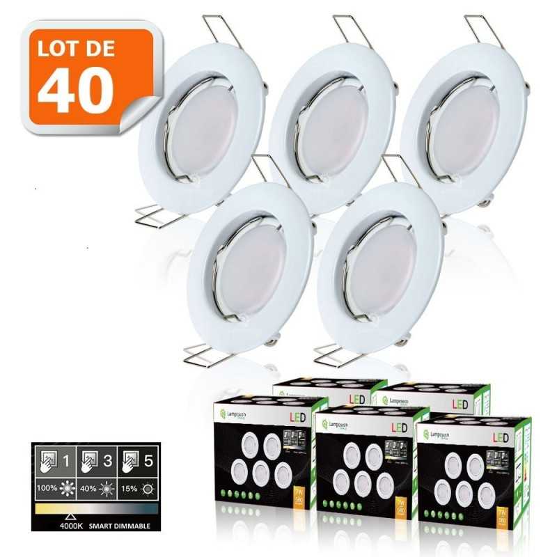 5 SPOTS LED DIMMABLE SANS VARIATEUR 7W eq.56w BLANC CHAUD ORIENTABLE 5 SPOTS LED DIMMABLE SANS VARIATEUR 7W eq.56w BLANC CHAUD ORIENTABLE