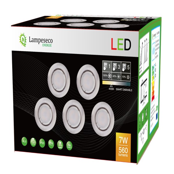 Éclairez votre vie avec les 50 Spots 3 étapes sans variateur 7w éq.56w neutre alu brossé!