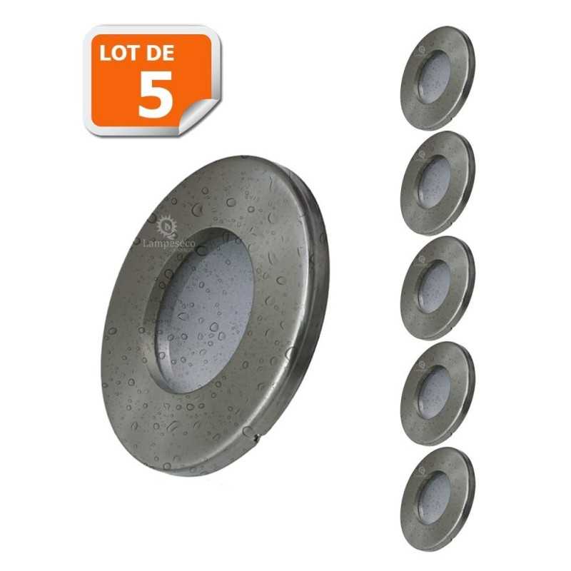 5X Spots LED Encastrables Alu Brossé Etanche IP44 Pour Salle de Bain 5X Spots LED Encastrables Alu Brossé Etanche IP44 Pour Salle de Bain