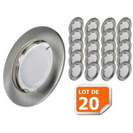 Lot de 20 Spot Led Encastrable Complete Alu Brossé Lumière Blanc Neutre 5W eq.50W ref.787