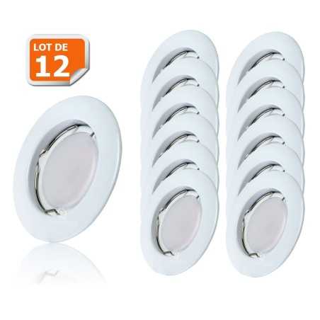 Lot de 12 Spot Led Encastrable Complete Blanc Lumière Blanc Neutre 5W eq.50W ref.770