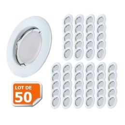 Lot de 50 Spot Led Encastrable Complete Blanc Lumière Blanc Chaud 5W eq.50W ref.267