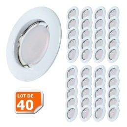 Lot de 40 Spot Led Encastrable Complete Blanc Lumière Blanc Chaud 5W eq.50W ref.267