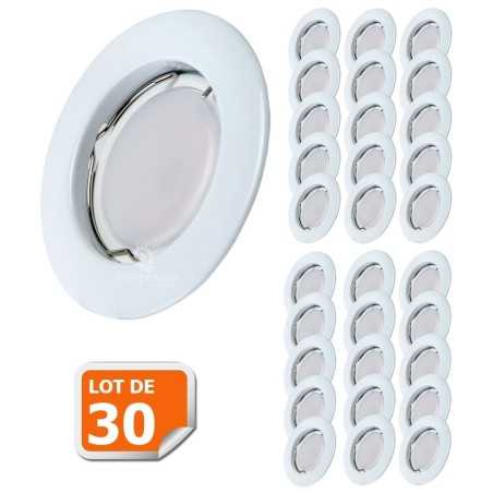 Lot de 30 Spot Led Encastrable Complete Blanc Lumière Blanc Chaud 5W eq.50W ref.267