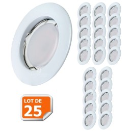 Lot de 25 Spot Led Encastrable Complete Blanc Lumière Blanc Chaud 5W eq.50W ref.267