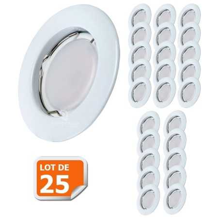 Lot de 25 Spot Led Encastrable Complete Blanc Lumière Blanc Chaud 5W eq.50W ref.267