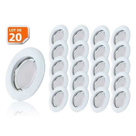 Lot de 20 Spot Led Encastrable Complete Blanc Lumière Blanc Chaud 5W eq.50W ref.267