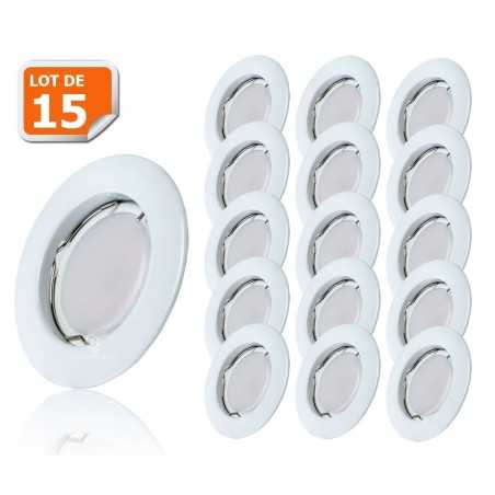 Lot de 15 Spot Led Encastrable Complete Blanc Lumière Blanc Chaud 5W eq.50W ref.267