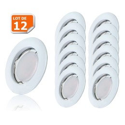 Lot de 12 Spot Led Encastrable Complete Blanc Lumière Blanc Chaud 5W eq.50W ref.267