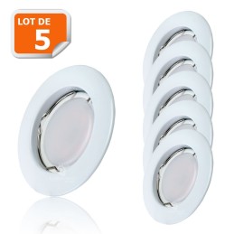 Lot de 5 Spot Led Encastrable Complete Blanc Lumière Blanc Chaud 5W eq.50W ref.267