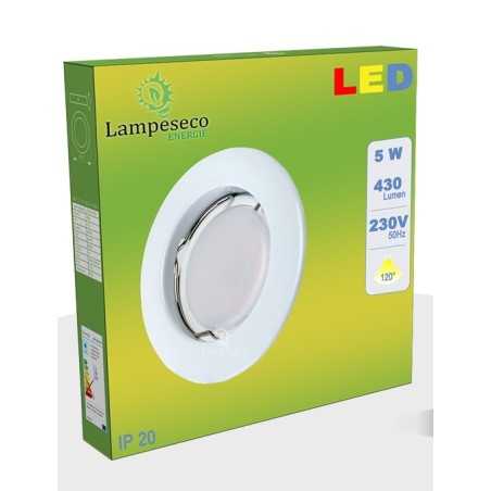 Lot de 4 Spot Led Encastrable Complete Blanc Lumière Blanc Chaud 5W eq.50W ref.267