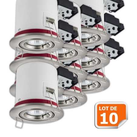 Éclairez votre intérieur comme jamais avec notre lot de 10 spots orientables Inox + ampoules Led 5W blanc chaud!