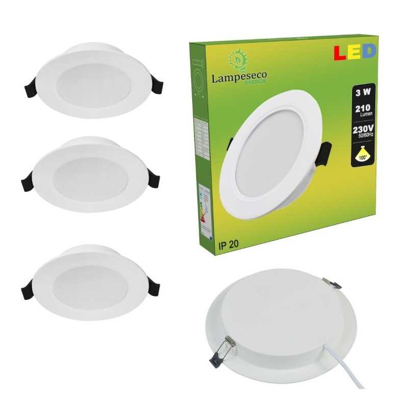 Lot de 3 Spot Encastrable LED Downlight Panel Extra-Plat 3W Blanc Neutre 4200-4500K Lot de 3 Spot Encastrable LED Downlight Panel Extra-Plat 3W Blanc Neutre 4200-4500K
