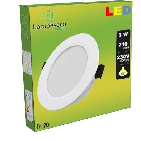 Lot de 10 Spot Encastrable LED Downlight Panel Extra-Plat 3W Blanc Froid 6000K