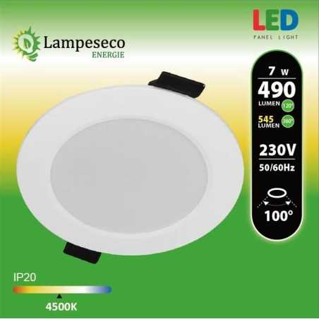 Spot Encastrable LED Downlight Panel Extra-Plat 7W Blanc Neutre 4200-4500K
