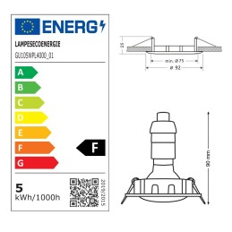 LOT DE 10 SPOT LED ENCASTRABLE COMPLETE FIXE BLANC AVEC AMPOULE GU10 230V eq. 50W BLANC FROID 6000K