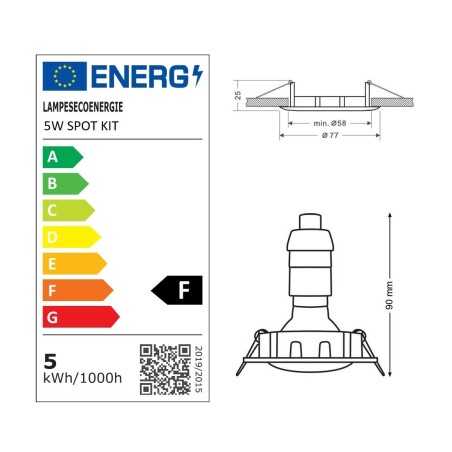 Éclairez votre maison avec style - Lot de 6 spots LED encastrables ronds en alu brossé blanc neutre eq. 50w