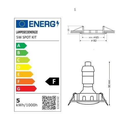 LOT DE 40 SPOT LED ENCASTRABLE COMPLETE RONDE FIXE ALU BROSSE eq. 50W