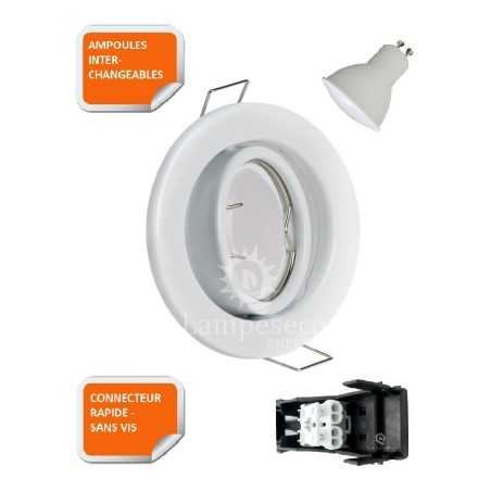 Lot de 40 Spots LED Encastrables Orientables Blancs avec Ampoule GU10 230V 50W - Lumière Neutre