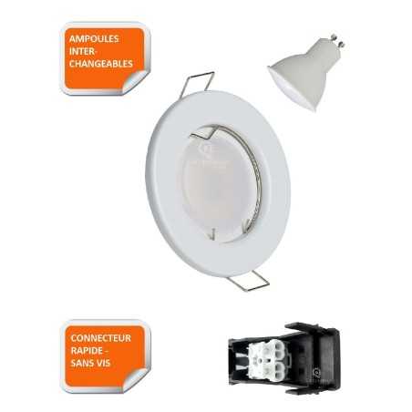 LOT DE 50 SPOT LED ENCASTRABLE COMPLETE RONDE FIXE eq. 50W BLANC FROID 6000K